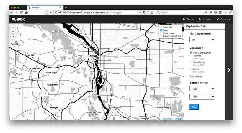 Map of Portland with sidebar filters including neighborhood selection